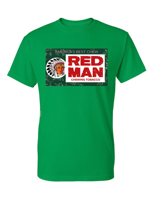 Red Man Chewing Vintage Style T-Shirt Redman Retro Classic Men's Tee Shirt (2XL, Irish Green)