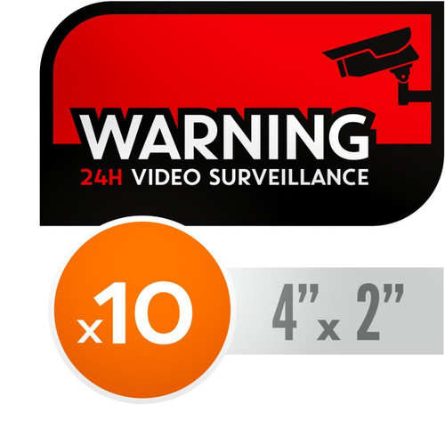 UV Resistant, NO FADE Security CCTV Warning Stickers - 24h Video Surveillance Decals