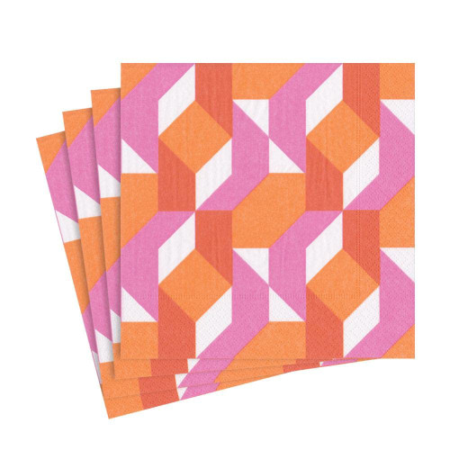 Caspari Color Theory Paper Luncheon Napkins in Fuchsia - Two Packs of 20