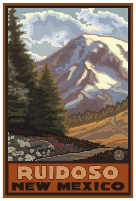 Ruidoso New Mexico Springtime Mountains Giclee Art Print Poster from Travel Artwork by Artist Paul A. Lanquist 12" x 18" Ruidoso New Mexico Springtime Mountains Giclee Art Print Poster from Travel Artwork by Artist Paul A. Lanquist 12" x 18"