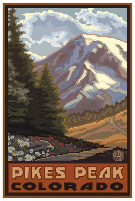 Pikes Peak Colorado Springtime Mountains Giclee Art Print Poster from Travel Artwork by Artist Paul A. Lanquist 12" x 18" Pikes Peak Colorado Springtime Mountains Giclee Art Print Poster from Travel Artwork by Artist Paul A. Lanquist 12" x 18"