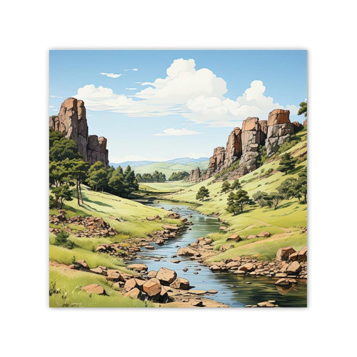 Custer State Park Wall Art Canvas for Hallway Decor Retro Mountain Landscape Canvas Wall Art Quotes for Dinning Room Salon Framed Office Artwork Wall Decor 12x12 Inch