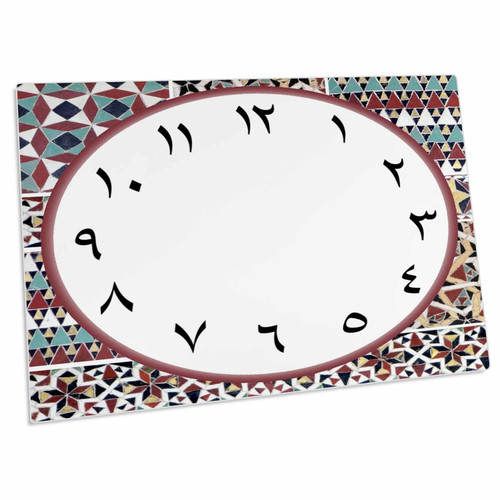 3dRose Arabic Clock face with Arabic Numbers - Red Turquoise... - Desk Pad Place Mats (dpd-344404-1)