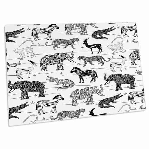3dRose Black and White Line Art Safari - Desk Pad Place Mats (dpd-335146-1)