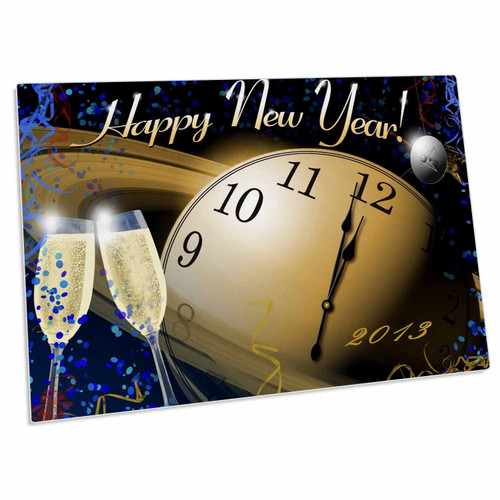 3dRose Champagne n Clock with 2013 New Year Greetings - Desk Pad Place Mats (dpd-62478-1)