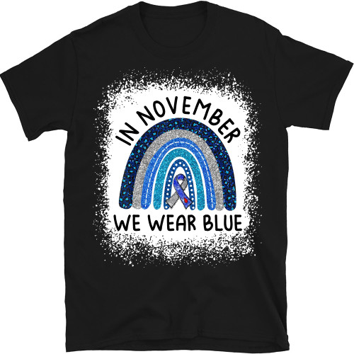 in November We wear Blue Diabetes Awareness Rainbow Shirt, Diabetes Awareness Gift Shirt, Blue Long Sleeve, Type 1 Diabetes Shirt