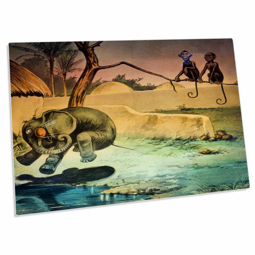 3dRose Victorian Comedy Theater Magic Lantern Fooling The Baby... - Desk Pad Place Mats (dpd-246265-1)