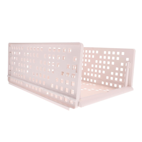 LABRIMP Layered Partition Storage Bins for Shelves Stackable Closet Organizers Drawer Organizer Clothes Shelf Baskets Shelf Storage Bins Container White Wardrobe Plastic