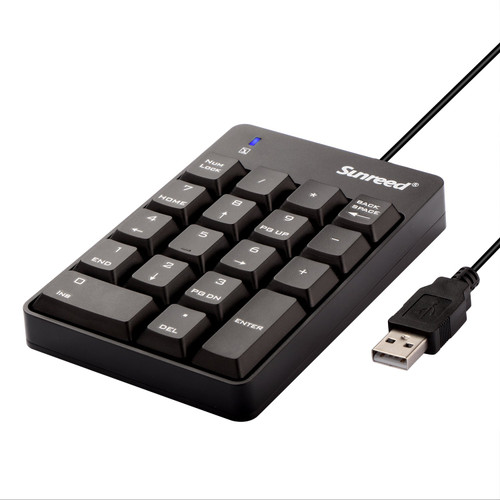 USB Numeric Keypad, Sunreed Portable Slim Mini Number Pad for Laptop Desktop Computer PC, Full Size 18 Key - Black