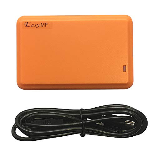 EasyMF RFID Reader Writer Reads UID of S50 S70 14443A RFID Card & Writes S50 S70 Sector, Emulate USB Keyboard or USB 2.0 Interface Android Linus +5 Cards (Yellow)