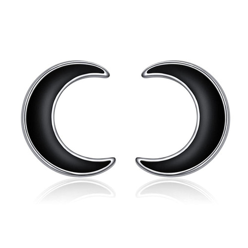 YinShan 925 Sterling Silver Jewelry Black Moon Ear Studs Earrings for Men Women Gift (moon) YinShan 925 Sterling Silver Jewelry Black Moon Ear Studs Earrings for Men Women Gift (moon)