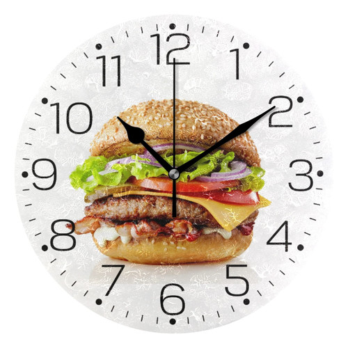 Tarity Delicious Hamburger Wall Clocks Battery Operated Non Ticking Silent Wall Clock Modern Round Decorative Wall Clock for Living Room Kitchen Bedroom Office School Classroom Farmhouse Decor Tarity Delicious Hamburger Wall Clocks Battery Operated Non Ticking Silent Wall Clock Modern Round Decorative Wall Clock for Living Room Kitchen Bedroom Office School Classroom Farmhouse Decor