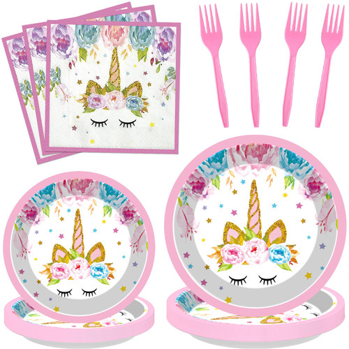 96Pcs Unicorn Plates Napkins, Unicorn Themed Party Supplies, Unicorn Birthday Party Decorations for Boys, Girls, Baby Shower Party Tableware Set with Paper Plates, Napkins, Forks, Serves 24 Guests 96Pcs Unicorn Plates Napkins, Unicorn Themed Party Supplies, Unicorn Birthday Party Decorations for Boys, Girls, Baby Shower Party Tableware Set with Paper Plates, Napkins, Forks, Serves 24 Guests