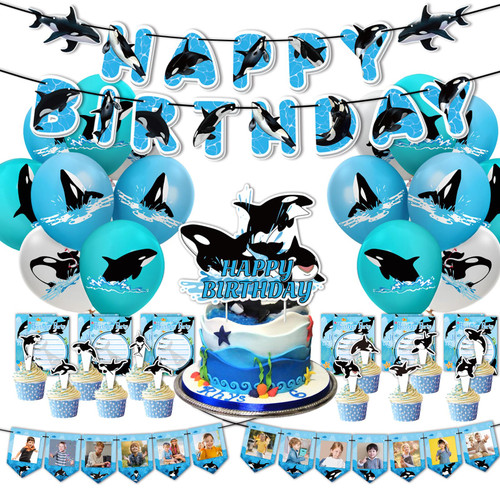 Orca Birthday Party Decorations Killer Whales Birthday Supplies birthday Banner Ocean Photo Banner Cake Toppers Balloons Under The Sea Theme Party Decorations for Kids Orca Birthday Party Decorations Killer Whales Birthday Supplies birthday Banner Ocean Photo Banner Cake Toppers Balloons Under The Sea Theme Party Decorations for Kids