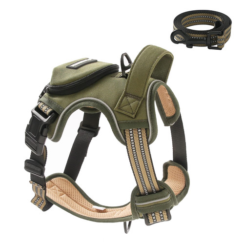 No Pull Dog Harness for Medium Dogs, Adjustable No Choke Pet Vest with Dog Leash Fit Smart Reflective Pet Walking Harness for Training Easy Control Soft Handle Green M No Pull Dog Harness for Medium Dogs, Adjustable No Choke Pet Vest with Dog Leash Fit Smart Reflective Pet Walking Harness for Training Easy Control Soft Handle Green M