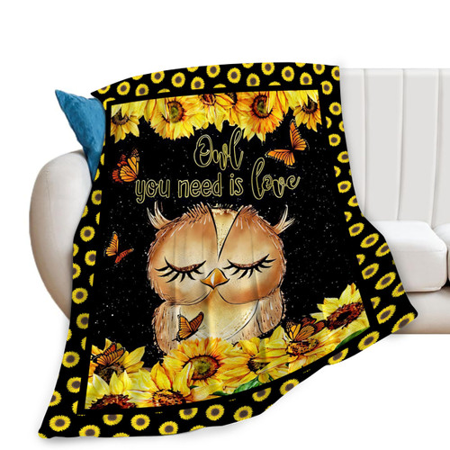 Owl Blanket Owl Sunflower Decor Throw Blanket Gifts for Girls Boys Owl Lovers Super Warm Soft Plush Lightweight Fleece Flannel Blanket Winter Sofa Bedding Blanket for Kids Adults Men Women 50"X40"