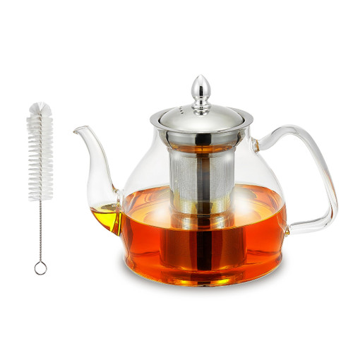 Glass Teapot, 40oz/1200mL Glass Kettle with Removable Stainless Steel Infuser for Blooming Tea & Loose Leaf Tea, Gooseneck Tea Pot, Gift Box for Tea Maker, Microwave & Stovetop Safe Glass Teapot, 40oz/1200mL Glass Kettle with Removable Stainless Steel Infuser for Blooming Tea & Loose Leaf Tea, Gooseneck Tea Pot, Gift Box for Tea Maker, Microwave & Stovetop Safe
