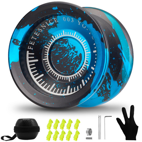 FETESNICE Yoyo Professional for Kids Yo Yo Metal Yoyo Unresponsive/Responsive Dual Purpose Yoyos- Trick with Bag, Removal Bearing Tool,Glove,10 Yo-Yo Strings and Bearing Kit(Blue Black) FETESNICE Yoyo Professional for Kids Yo Yo Metal Yoyo Unresponsive/Responsive Dual Purpose Yoyos- Trick with Bag, Removal Bearing Tool,Glove,10 Yo-Yo Strings and Bearing Kit(Blue Black)
