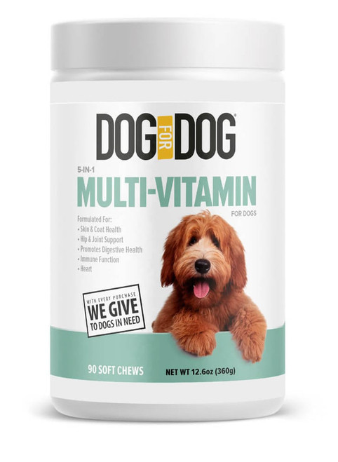 DOG for DOG Multivitamins Chewable for Dogs | 5 in 1 Dog Vitamins and Supplements for Small and Large Dogs | Dog Chews with Probiotics, Omega Acids, Glucosamine for Joint and Heart Health | 90 Chews