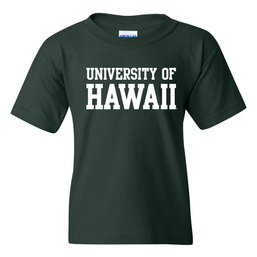 YS01 - Hawaii Rainbow Warriors Basic Block Youth T-Shirt - Small - Forest