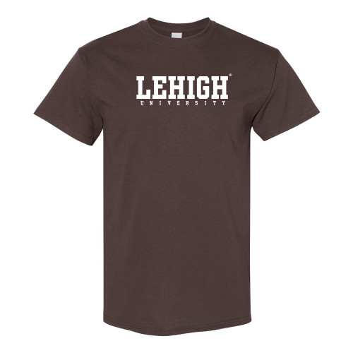AS01 - Lehigh University Mountain Hawks Basic Block T Shirt - Small - Dark Chocolate
