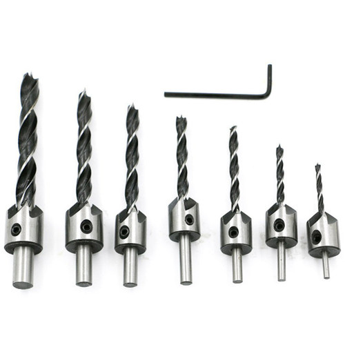 Yakamoz 7pcs HSS Countersink Drill Bits Set Screw Woodworking Chamfer Tool, 3-10mm