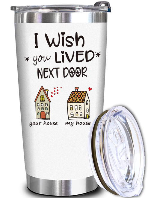 WECACYD Best Friends Gifts for Women - Birthday Gifts for Women - I wish you lived next door 20oz White Tumbler - Unique Gifts for Friendship, Long Distance, Bestie, Sister, Hostess, BFF Gifts WECACYD Best Friends Gifts for Women - Birthday Gifts for Women - I wish you lived next door 20oz White Tumbler - Unique Gifts for Friendship, Long Distance, Bestie, Sister, Hostess, BFF Gifts