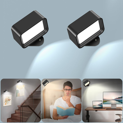 2 Pack Wall Lights,LED Wall Sconces Lights with 3200mAh Rechargeable Battery 3 Color Temperatures and Brightness Dimmable Touch and Remote Control,Cordless Wall Mounted Reading Lamp Light for Bedside