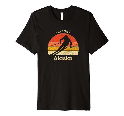 Vintage Ski Alyeska Alaska Mountain Premium T-Shirt