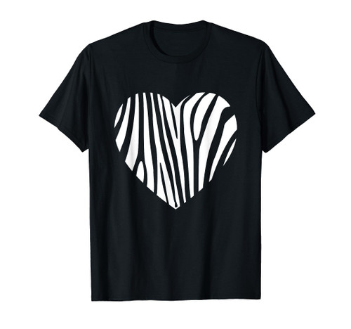 Zebra Heart Animal Lover Stripe Africa Gift Men Women Kids T-Shirt