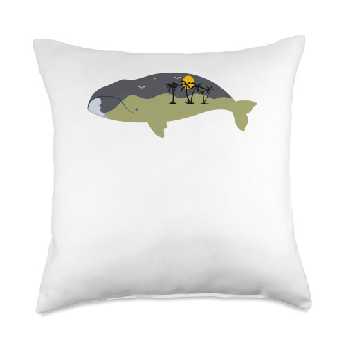 Retro Bowhead Whale Vintage Whale Throw Pillow