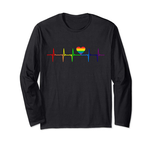 LGBT Rainbow Flag Heartbeat Gay Lesbian Pride Gift Men Women Long Sleeve T-Shirt LGBT Rainbow Flag Heartbeat Gay Lesbian Pride Gift Men Women Long Sleeve T-Shirt