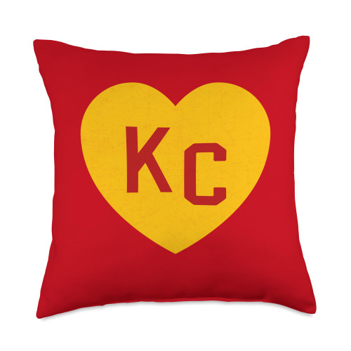 Kc Red & Yellow Heart Kansas City Red/yellow heart kc red kc Throw Pillow Kc Red & Yellow Heart Kansas City Red/yellow heart kc red kc Throw Pillow