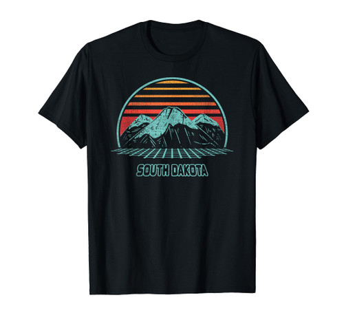 South Dakota Retro Mountain Hiking 80s Style T-Shirt