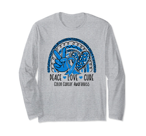 Peace Love Cure Rainbow Colon Cancer Awareness Hope Long Sleeve T-Shirt Peace Love Cure Rainbow Colon Cancer Awareness Hope Long Sleeve T-Shirt