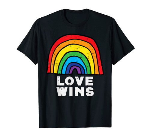 Love Wins Rainbow Flag Gay Ally Pride Month LGBTQ Men Women T-Shirt