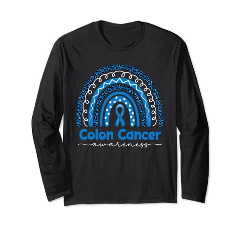 Blue Rainbow Blue Colon Cancer Awareness Long Sleeve T-Shirt Blue Rainbow Blue Colon Cancer Awareness Long Sleeve T-Shirt