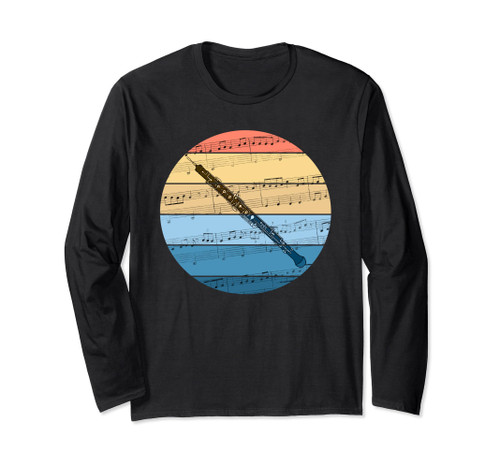 Oboe Music Notation Sunset Oboist Woodwind Musician Long Sleeve T-Shirt