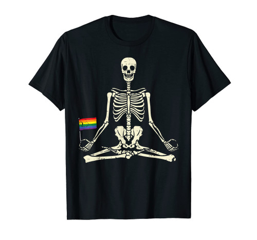 Yoga Skeleton Rainbow Flag Namaste Yogi Gay Pride LGBT Gift T-Shirt Yoga Skeleton Rainbow Flag Namaste Yogi Gay Pride LGBT Gift T-Shirt