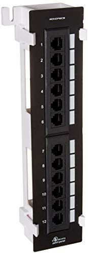 Monoprice 12-Port Vertical Cat6 Mini Patch Panel (110 Type) (568A/B)
