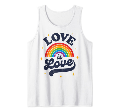 LGBTQ Love Is Love Gay Pride LGBT Ally Rainbow Flag Vintage Tank Top