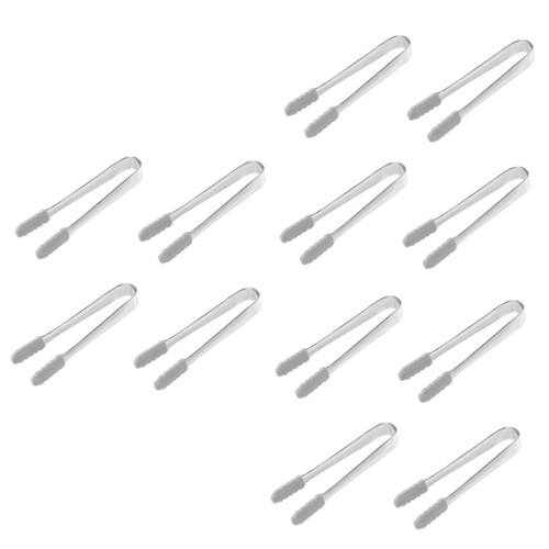 BESTOYARD 12 Pcs ice cube tongs ice cube serving tong serving tongs metal bread tongs for cooking kitchen tongs rubber tipped tongs bread tongs mini food tongs barbecue Stainless steel toast