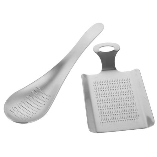 PRETYZOOM 6 Pcs Stainless Steel Grinder Garlic Grater Plate Wasabi Grater Cheese Shredder Garlic Grinder Spoon Vegetable Mincer Ginger Crusher Fruit Vegetable Grinder Mini Baby Chipboard