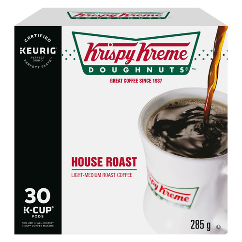 Krispy Kreme Doughnuts Smooth House Roast Single Serve Keurig Certified Recyclable K-Cup pods for Keurig brewers, 30 Count'