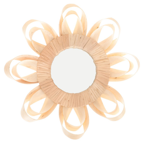 ABOOFAN Rattan Mirror Rattan Decor Mirror Living Room Hanging Cosmetic Mirror Wall Decor Wall Bathroom Mirror Hall Wall Mirror Rattan Circle Mirror Decorative Rattan Round Glass