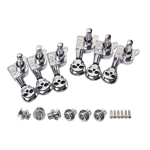 Healifty Guitar String Tuning Pegs Tuner Skull Shape 6R tuners Machine Heads Knobs Tuning Keys for Acoustic Electric Guitar Ukulele Silver