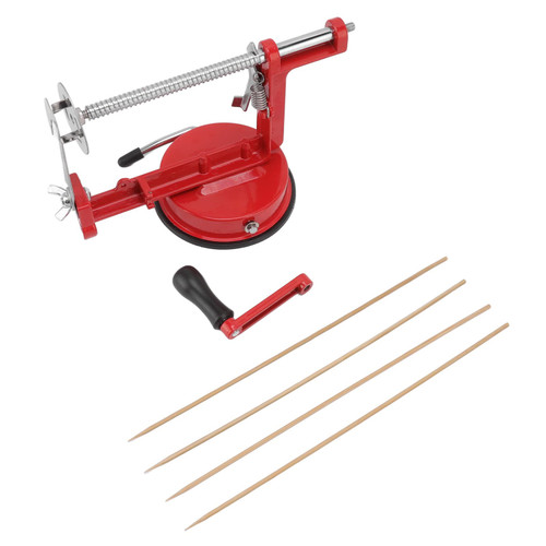 Veggie Spiralizer, Vegetable Slicer and Chopper, Potato Spiral Cutter Multifunctional Manual Rotating Stainless Steel Blade Red Twisted Spiral Potato Peeler