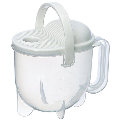 Rice Washer Kitchen Colander with Handle Plastic Grain Portable Rice Washing Bowl Fine Strainer Bowl Hand-free for Vegetables Rice Fruits Washer Strainer Bowl 14oz/400ml