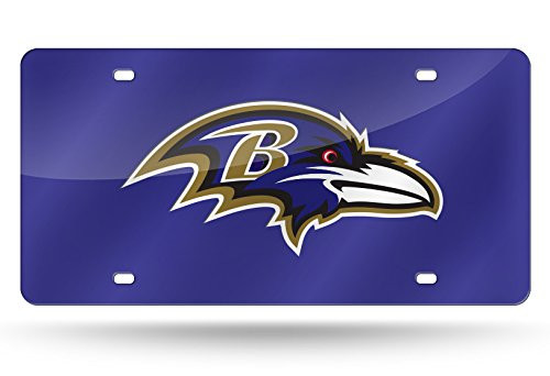 Rico Industries NFL Baltimore Ravens Laser Inlaid Metal License Plate Tag, Purple, 6" x 12"