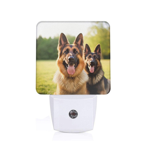 Visent Happy German Shepherd Printing Night Lights Plug Into Wall Led Night Lights Plug Into Wall Dusk to Dawn Night Lamp Led Night Light for Kids Room,Adults Bedroom,Kitchen,Hallway